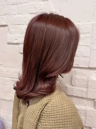 セミロング カラー ヘアアレンジ 【ピンク/韓国ヘア/ ヘアセット】亜海のヘアスタイル