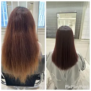 ロング カラー パーマ ブリーチ縮毛矯正 /髪質改善/KEIのヘアスタイル