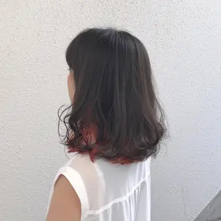 ミディアム カラー インナーカラー/天神 ブリーチ/吉田のヘアスタイル