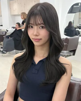 ロング カラー 新宿/韓国ヘア/ 髪質改善ストレートのヘアスタイル