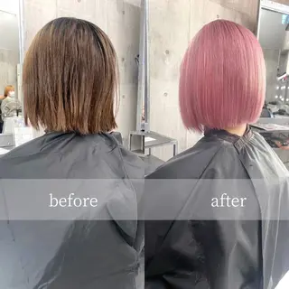 ショート 🩶 ピンクカラー/ ブロンド🩶くるみのヘアスタイル