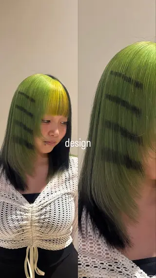 ミディアム まみ/暖色カラー /デザインカラーのヘアスタイル