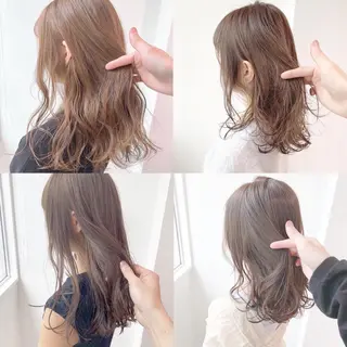 ミディアム カラー レイヤーカット 透明感カラーのヘアスタイル