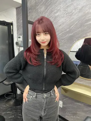 セミロング カラー Ria OSAKA　梅田所属・マリカ🦋韓国 ハイトーン/エクステのヘアスタイル