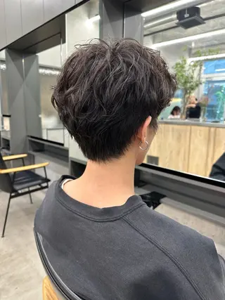 パーマ メンズ ボブ/似合わせカット /ニュアンスカラーのヘアスタイル