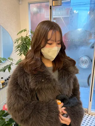 セミロング リン🔔ボブ cut ベージュカラー🤎のヘアスタイル