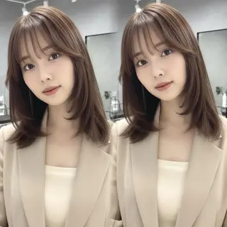 ミディアム ✨韓国レイヤー🦋 リピートNO.1✨のヘアスタイル