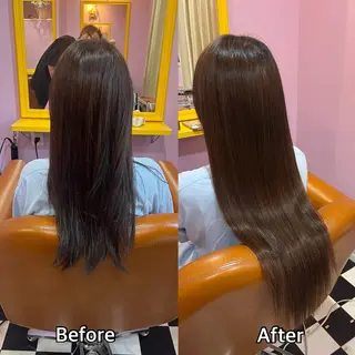 ロング シール＋ちび編み込み エクステ梅田🐨のヘアスタイル