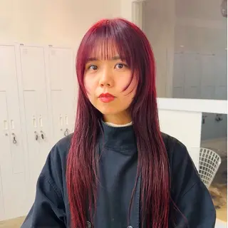 ロング カラー クロスパーマ× 透明感カラー✂︎のヘアスタイル