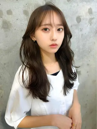 セミロング カラー 髪質改善/韓国ヘア レイヤー/新宿/ロミのヘアスタイル