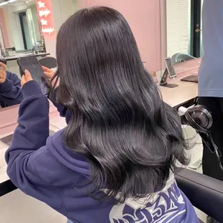 セミロング カラー 韓国風艶髪🎀 暖色カラー🤍のヘアスタイル