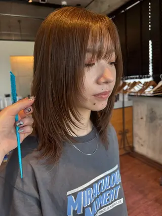 セミロング sora/ 暖色カラー🌷のヘアスタイル