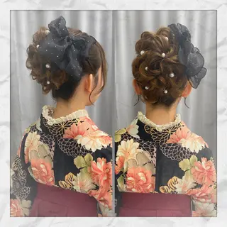 セミロング ヘアアレンジ ヘアセット/着付け 𓇼 松本 夏美𓇼のヘアスタイル