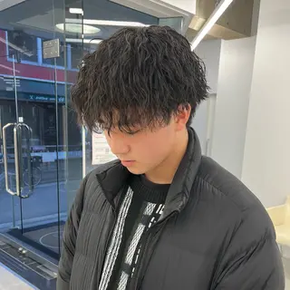 ミディアム カラー パーマ メンズ 森龍馬 メンズ専門美容師のヘアスタイル