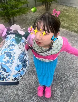 ミディアム カラー 岡山ハイトーン・ ルーツカラー/こもものヘアスタイル