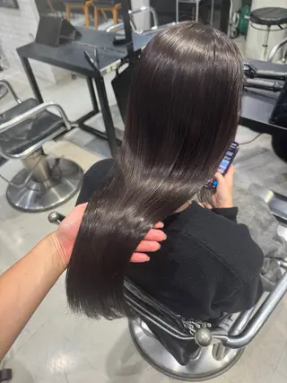 セミロング カラー パーマ ヘアアレンジ 透明感/オリーブ/ グレージュ/YUKAのヘアスタイル