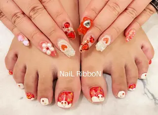 ネイル ネイルリボン 受付スタッフのネイルデザイン