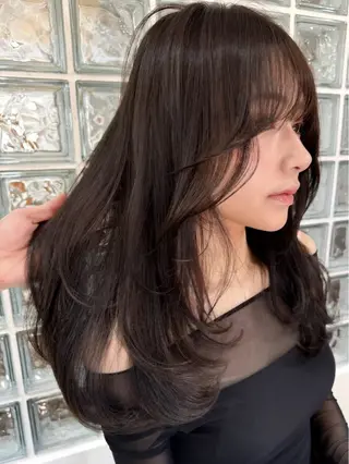 セミロング カラー ハイライト/レイヤー 河原町/Manatoのヘアスタイル