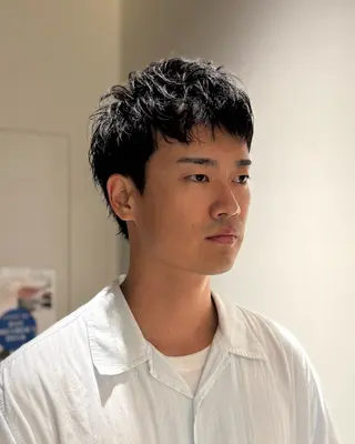 ショート パーマ メンズ スパイキーショート 大人パーマ 丸山のヘアスタイル