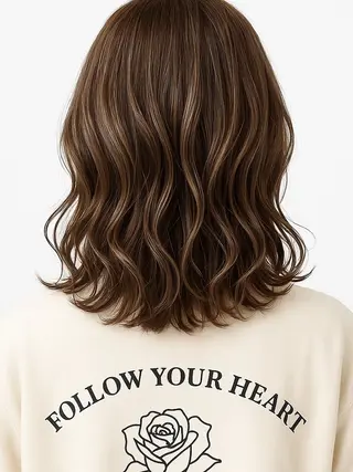 ミディアム 髪質改善＆白髪ぼかし カラー♡店長みやけ♡のヘアスタイル