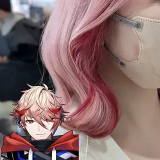 カラー ミディアム 推しカラー🦉にじさ んじカラー🌈🕒✨のヘアスタイル