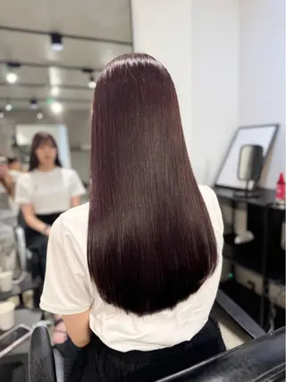 ロング カラー パーマ ヘアアレンジ 透明感/オリーブ/ グレージュ/YUKAのヘアスタイル