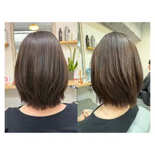 ミディアム レイヤーカット・ 縮毛矯正 星野のヘアスタイル