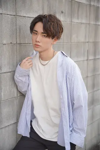 パーマ メンズ ボブ・暖色カラー🌟 渡辺瑚十音のヘアスタイル