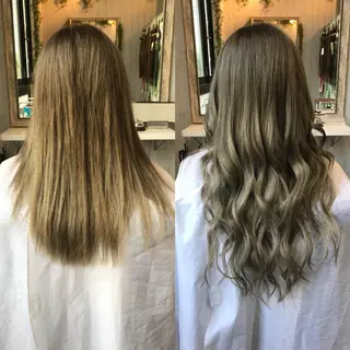 ロング ヘアアレンジ カラー チビ編み込みエクステ シールEXどぅ〜すのヘアスタイル