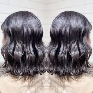 ミディアム カラー ヘアアレンジ 髪質改善×ハイトーン 中田啄也のヘアスタイル