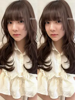 セミロング カラー むく。/顔周りカット /透明感カラーのヘアスタイル