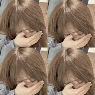 セミロング 透明感♡グレージュ ♡ミルクティー♡のヘアスタイル