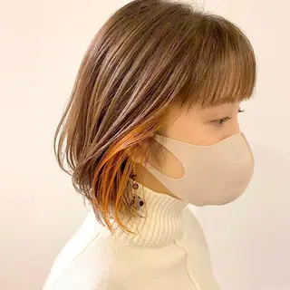 ミディアム カラー 園 冬稀のヘアスタイル