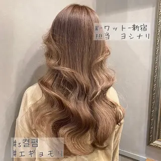 ロング カラー パーマ ヘアアレンジ メンズ キッズ ネイル マツエク・マツパ 新宿駅近♡友達とOK 🦋W -ワット -のヘアスタイル