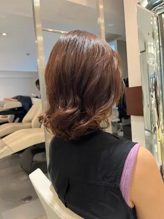 ミディアム パーマ コテ巻き風パーマ 藤澤　知彌のヘアスタイル