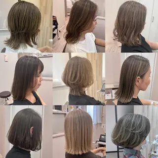 ミディアム カラー 白髪ぼかし脱白髪染め kaminowaのヘアスタイル