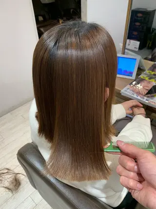 ミディアム 縮毛矯正/ショート/ レイヤー/畑中正敏のヘアスタイル