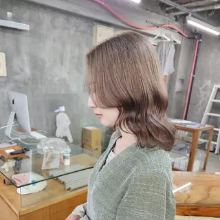 ミディアム カラー ケアブリーチ、 髪質改善 福士直矢のヘアスタイル