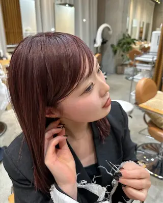 ミディアム カラー 顔まわりカット/艶髪 カラー✨けいとのヘアスタイル