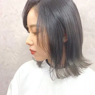 ミディアム カラー コテ巻き風パーマ★ はるさんのヘアスタイル