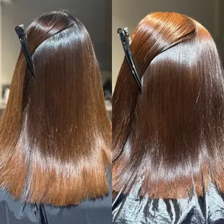 ロング パーマ ブリーチなしカラー I 髪質改善Ⅰたつやのヘアスタイル