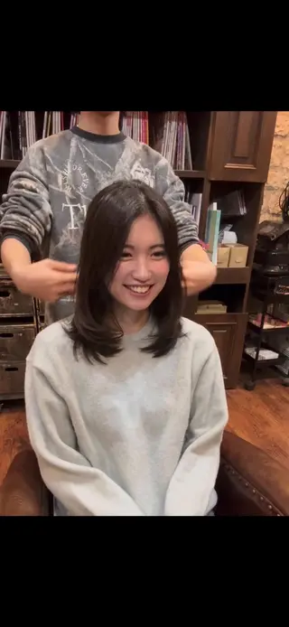 ミディアム カラー 町田/レイヤーカット ハッシュカット/八木のヘアスタイル