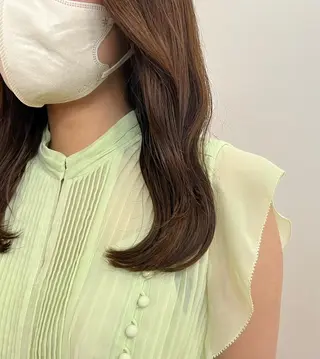 ロング カラー 切りっぱなしボブ/ ブリーチカラー/大塚のヘアスタイル