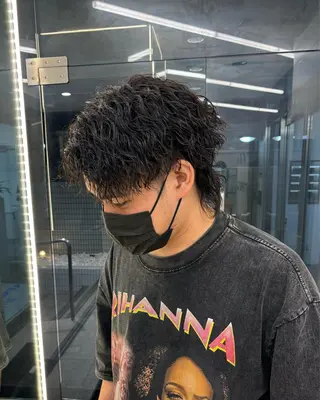 ミディアム カラー パーマ メンズ 森龍馬 メンズ専門美容師のヘアスタイル