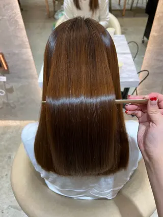 セミロング カラー ボブ/巻ける縮毛矯正 /韓国レイヤーはなのヘアスタイル