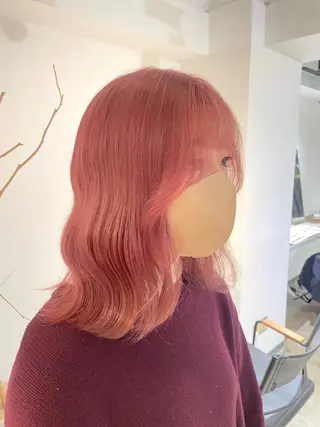 ミディアム カラー 暖色カラー🍒 ケアブリーチ/akiのヘアスタイル