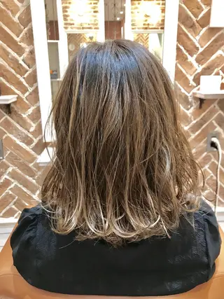 ミディアム カラー パーマ 神野 雅樹のヘアスタイル