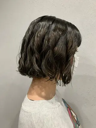 ミディアム パーマ ボブパーマコテ巻き風 パーマNo1深江秀平のヘアスタイル