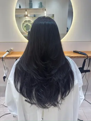 ロング カラー ハッシュカット/顔 まわりカットリョウヤのヘアスタイル