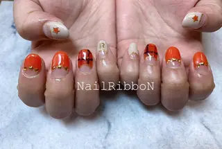 ネイル ネイルリボン 受付スタッフのネイルデザイン